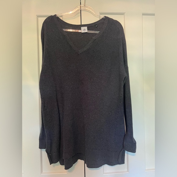 CAbi Gray V-Neck Sweater - Picture 2 of 6